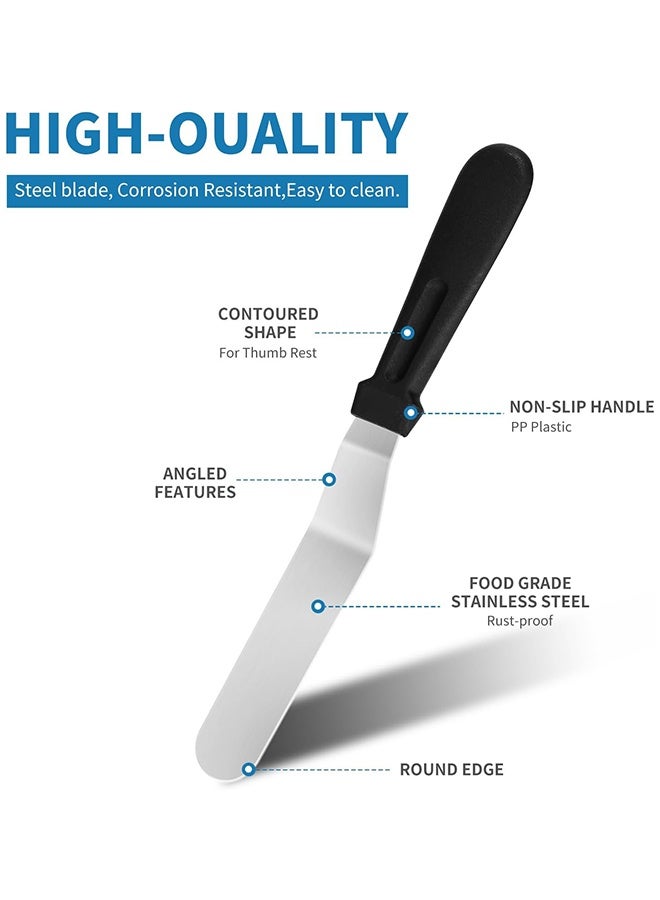 2 PCS Icing Spatulas, Offset Spatula, Stainless Steel Cake Decorating Spatulas Set 6/8 inch Professional Angled Cake Spatula Plastic Frosting Handle for Home, Kitchen or Bakery - Image 3